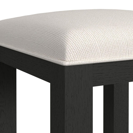 Picket House Furnishings - Woodridge Dressing Stool with White Fabric in Black with Grain - V-14440-8W-DST view 2