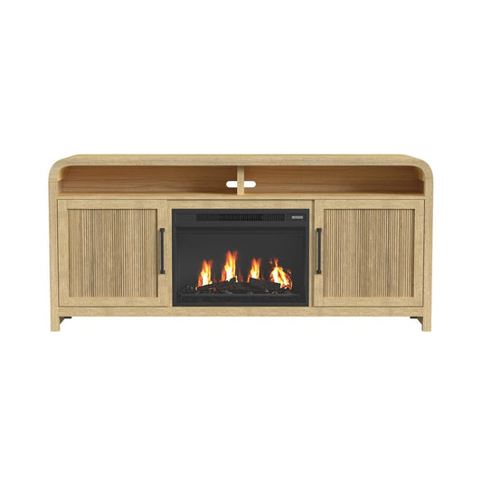 Picket House Furnishings - Woodridge KIT - 70" TV Console in Natural w/23" Fireplace Insert (Ships in 2 Boxes) - LA-14440-6-TV1FPK view 2