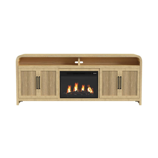 Picket House Furnishings - Woodridge KIT - 82" TV Console in Natural w/23" Fireplace Insert (Ships in 2 Boxes) - LA-14440-6-TV3FPK view 2