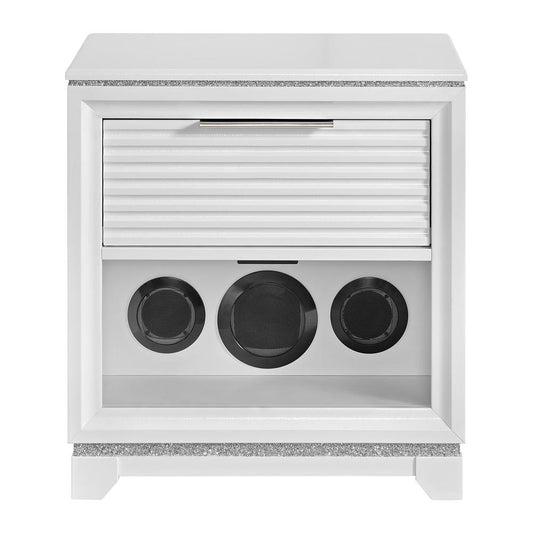 Picket House Furnishings - Xena 1-Drawer Nightstand with Speaker and USB in White - B-14260-7-NS1 veiw 2