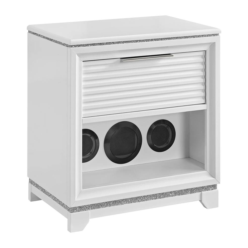 Picket House Furnishings - Xena Full UPH 5PC Bedroom Set with Lights in White - B-14260-7-FUB-5PC veiw 5