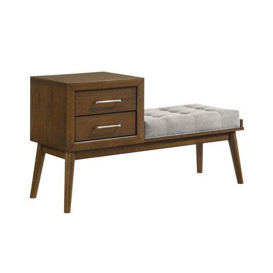 Picket House Furnishings - Zuma Bench with Grey Fabric in Walnut - LA-4650-5-BN view 2