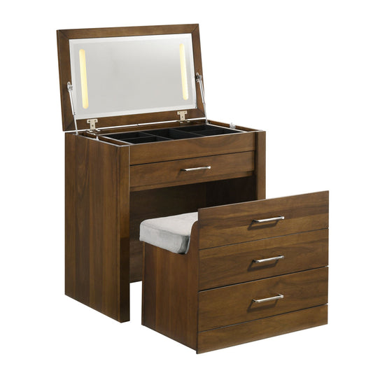 Picket House Furnishings - Zuma Dressing Table in Walnut - V-4650-5-VN view 2