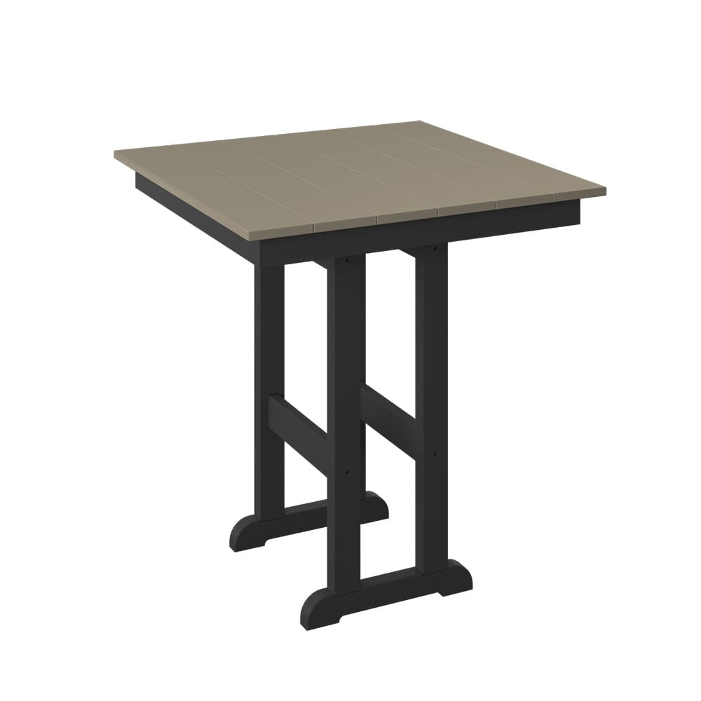 Polybird - 33" Square Table "Counter Height" Weatherwood And Black - P18-C-WW-BK view 1