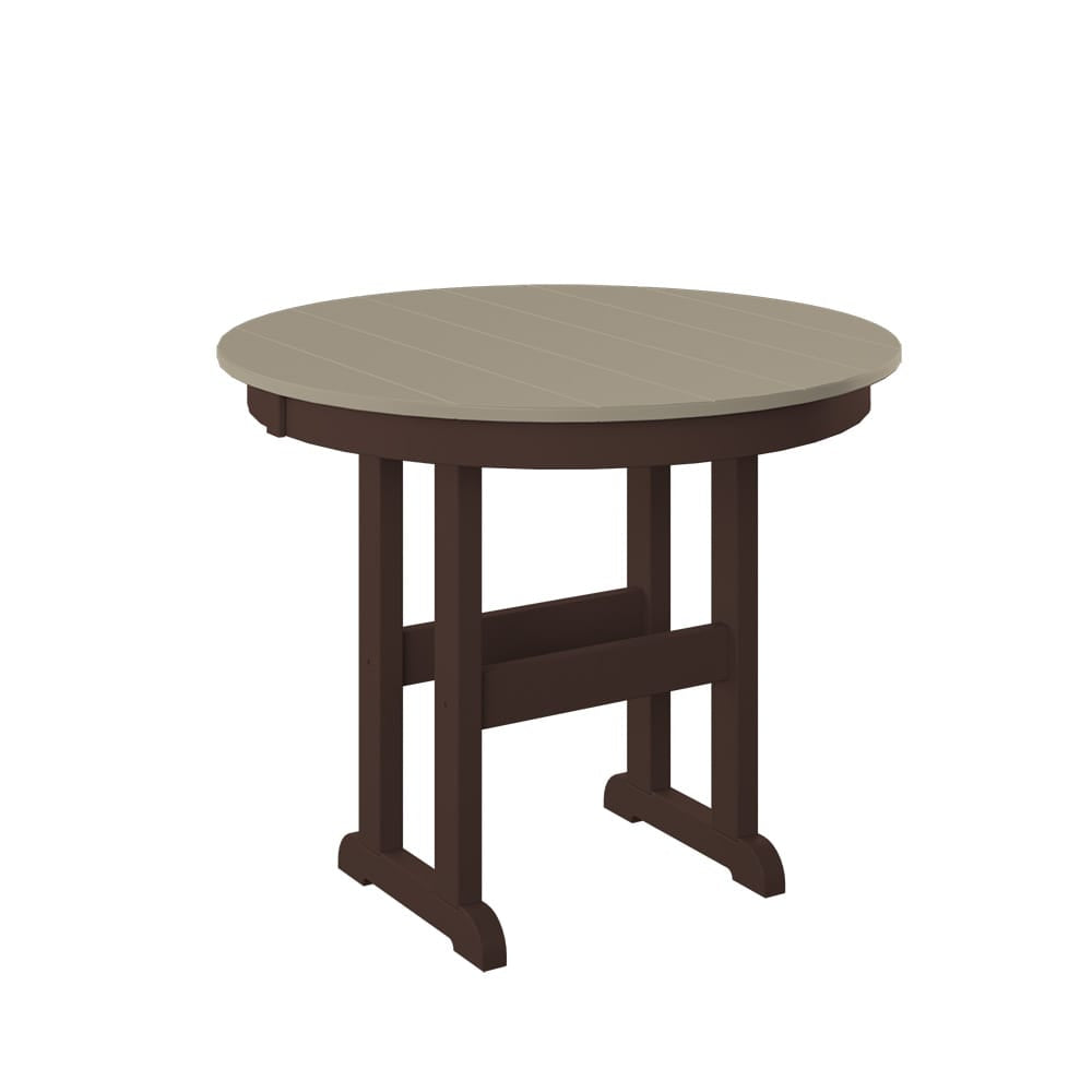Polybird - 38" Round Table "Counter Height" Weatherwood And Tudor Brown - P15-C-WW-TB view 1