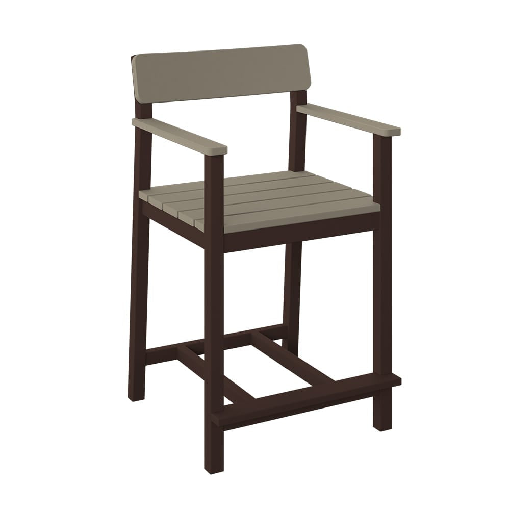 Polybird - Club Dining Chair "Counter Height" Weatherwood And Tudor Brown - P95-C-WW-TB view 1