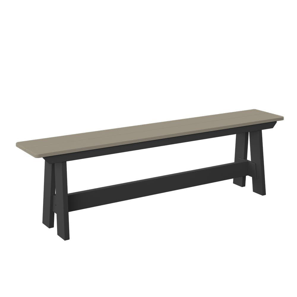 Polybird - Dining Bench Weatherwood And Black - P14-R-WW-BK view 1