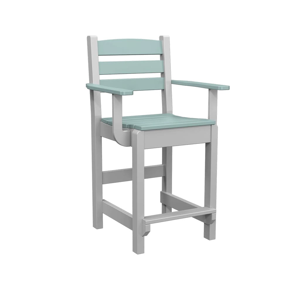 Polybird - Dining Captain Chair "Counter Height" Sage And White - P11-C-SG-WT view 1