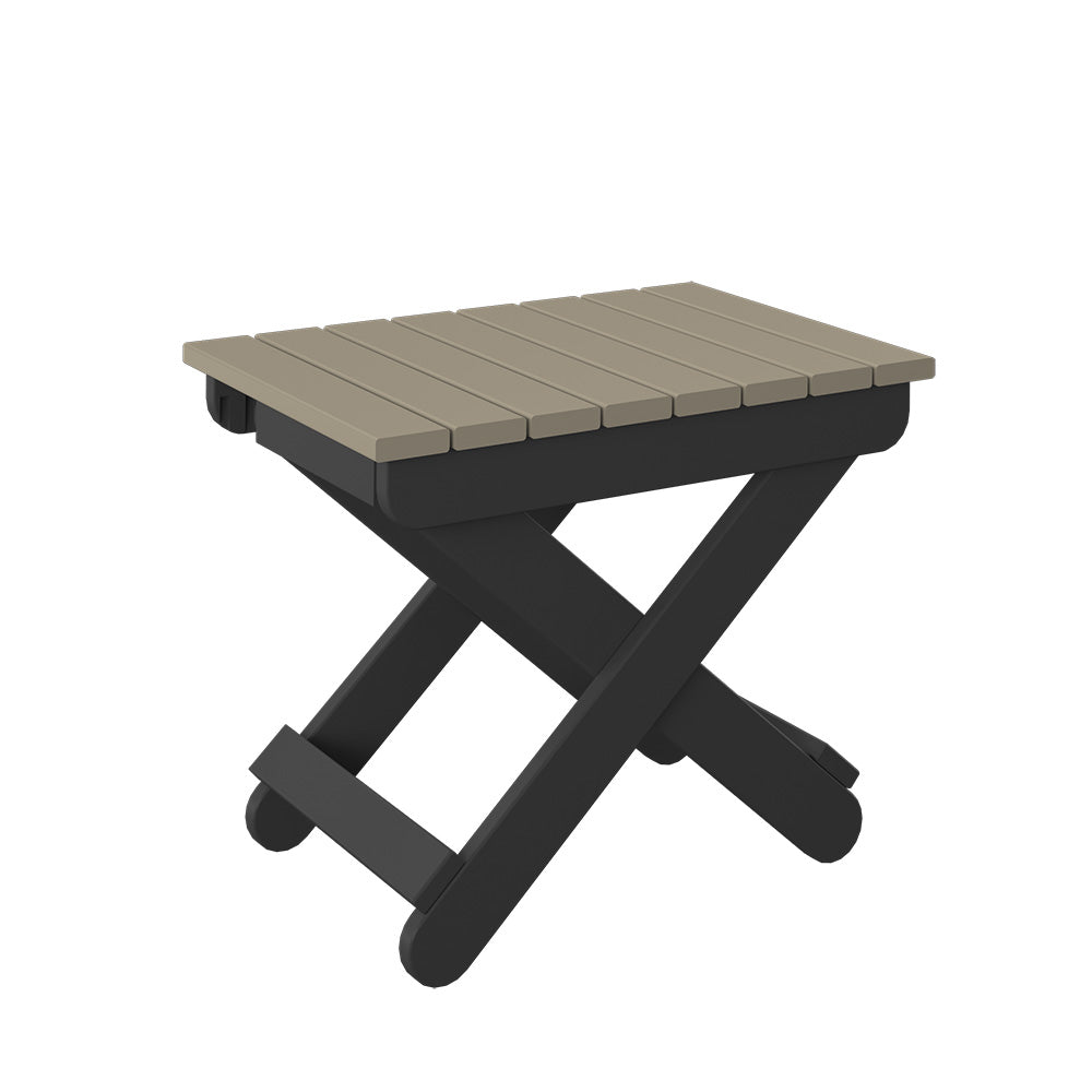 Polybird - Folding End Table Weatherwood And Black - P46-WW-BK view 1