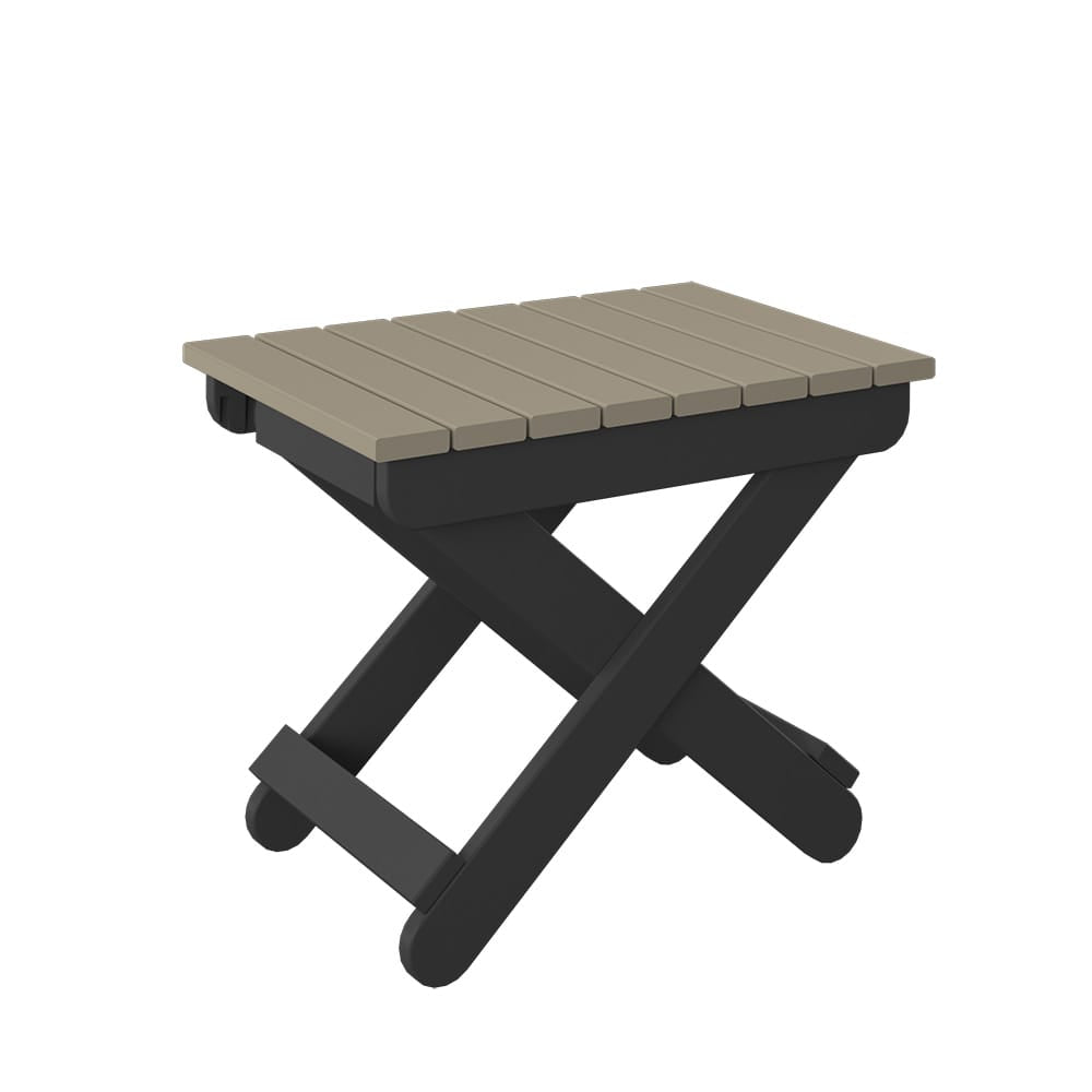 Polybird - Folding End Table Weatherwood And Black - P46-WW-BK view 1