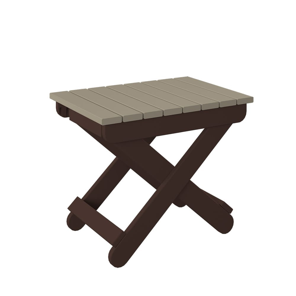 Polybird - Folding End Table Weatherwood And Tudor Brown - P46-WW-TB view 1
