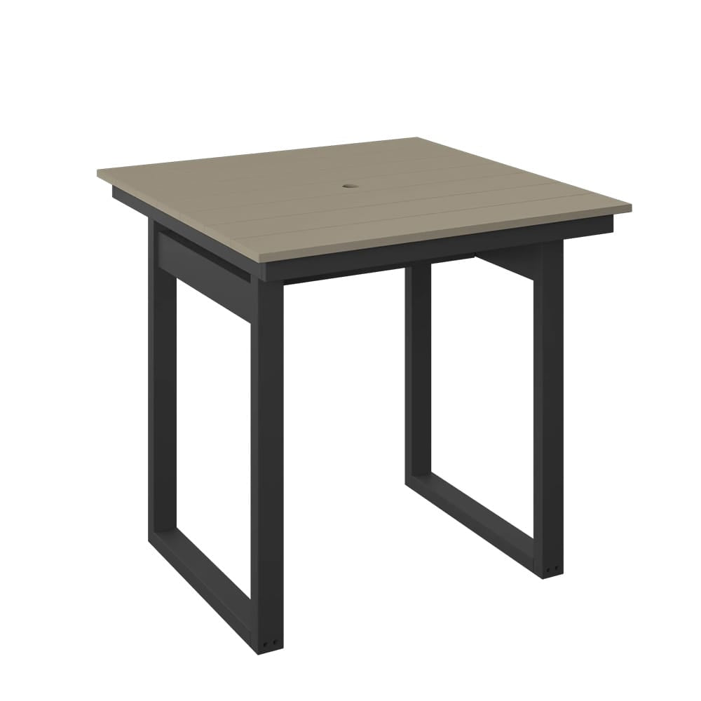 Polybird - Modern 38" Square Table "Counter Height" Weatherwood And Black - P131-C-WW-BK view 1