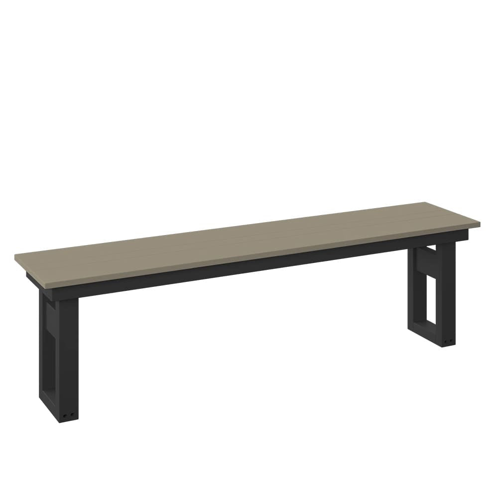 Polybird - Modern 64" Dining Bench Weatherwood And Black - P130-R-WW-BK view 1