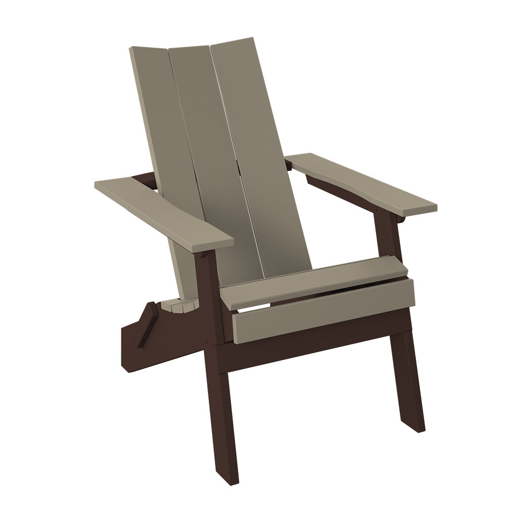 Polybird - Modern Folding Adirondack Weatherwood And Tudor Brown - P61-WW-TB view 1