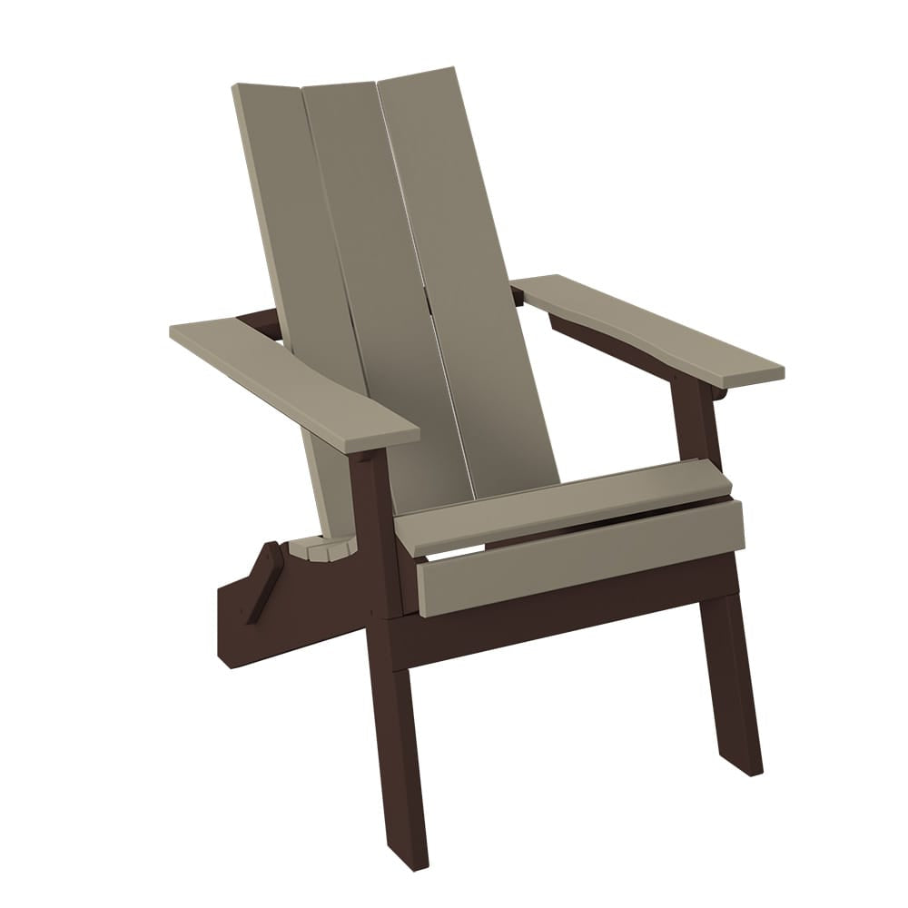 Polybird - Modern Folding Adirondack Weatherwood And Tudor Brown - P61-WW-TB view 1