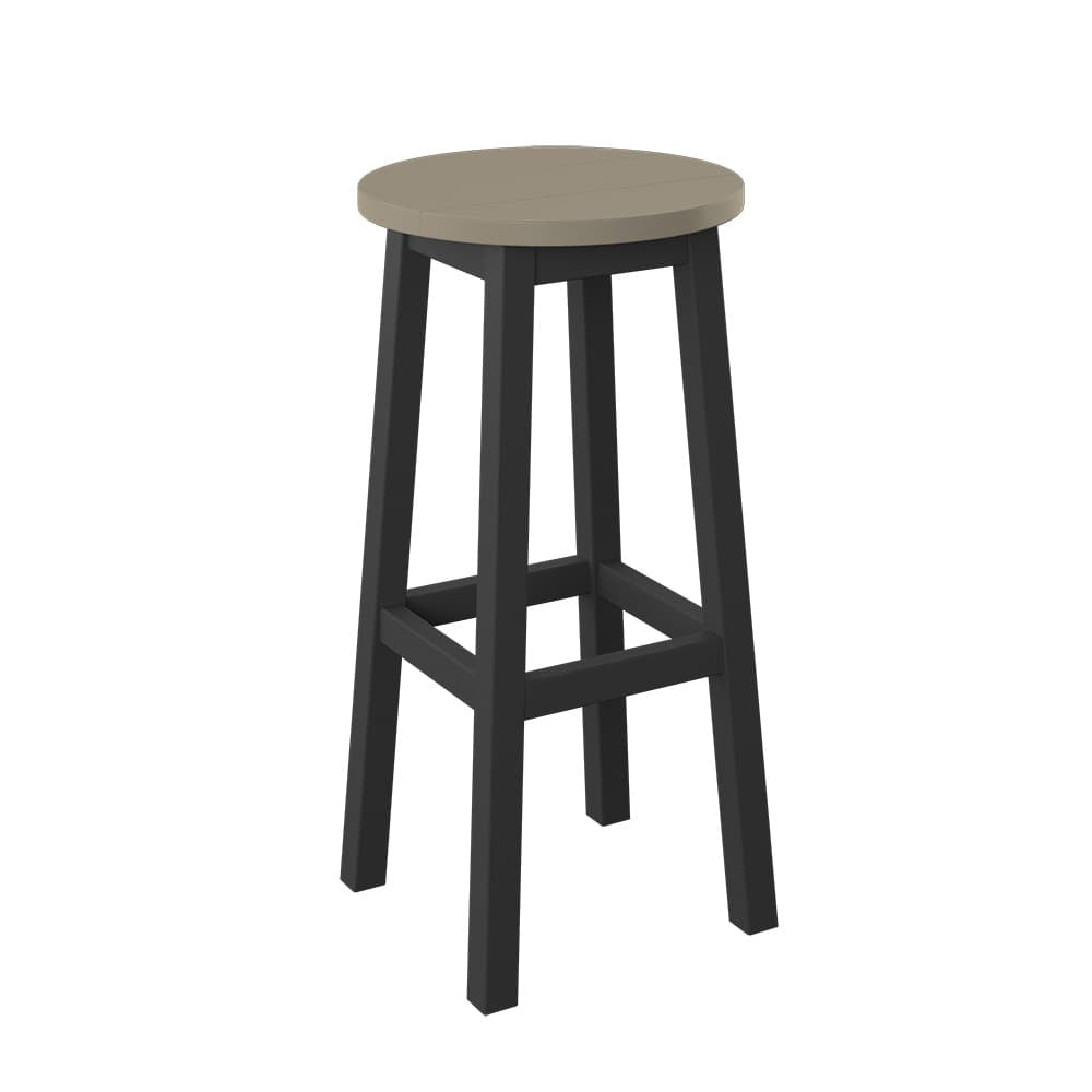 Polybird - Round Bar Stool "Bar Height" Weatherwood And Black - P94-B-WW-BK view 1
