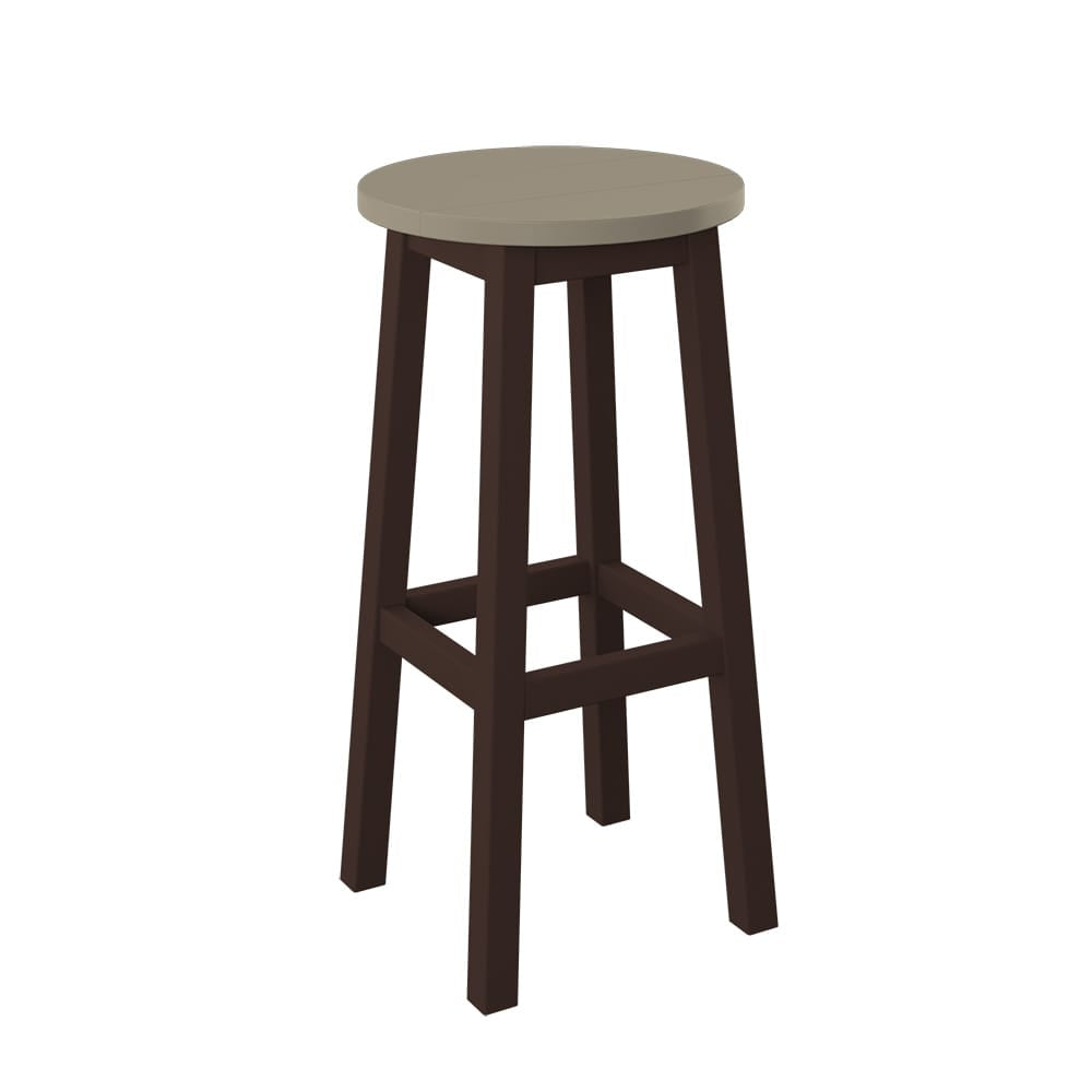 Polybird - Round Bar Stool "Bar Height" Weatherwood And Tudor Brown - P94-B-WW-TB view 1