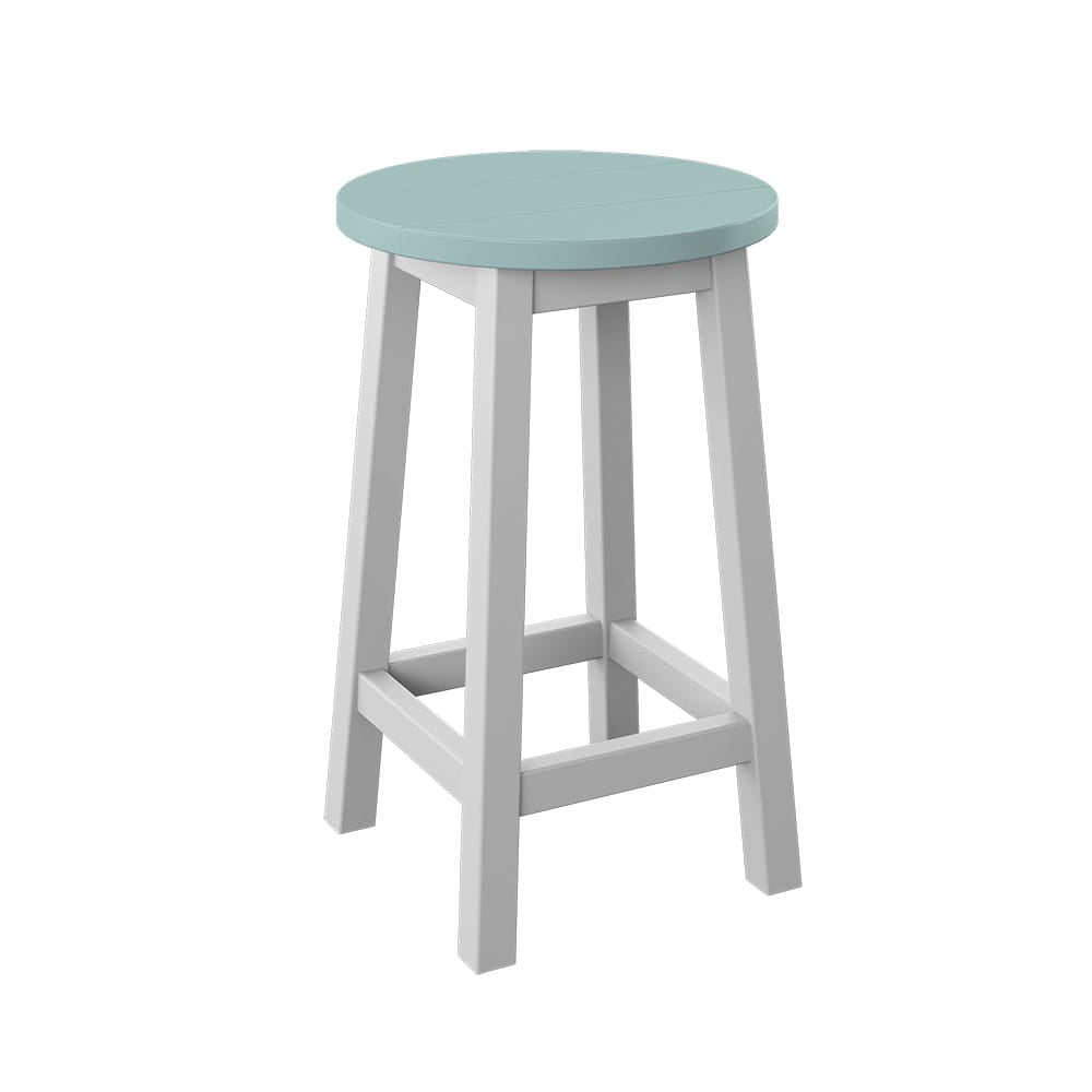 Polybird - Round Bar Stool "Counter Height" Sage And White - P94-C-SG-WT view 1