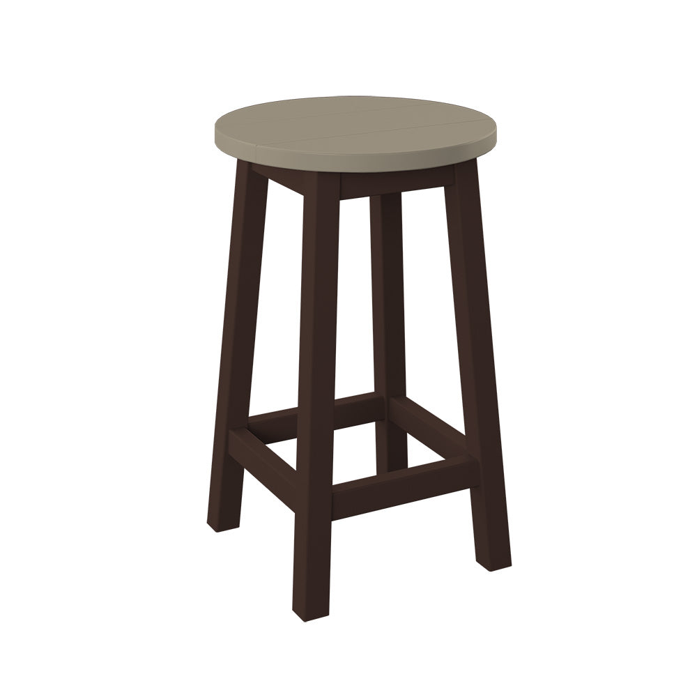 Polybird - Round Bar Stool "Counter Height" Weatherwood And Tudor Brown - P94-C-WW-TB view 1