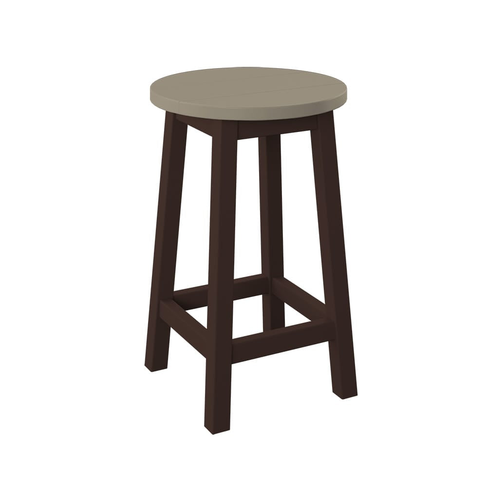 Polybird - Round Bar Stool "Counter Height" Weatherwood And Tudor Brown - P94-C-WW-TB view 1