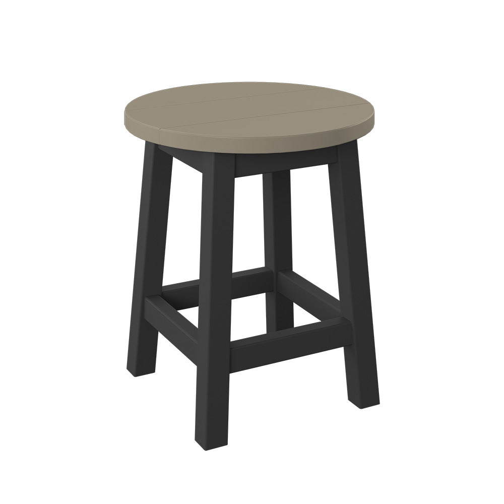 Polybird - Round Bar Stool Weatherwood And Black - P94-R-WW-BK view 1
