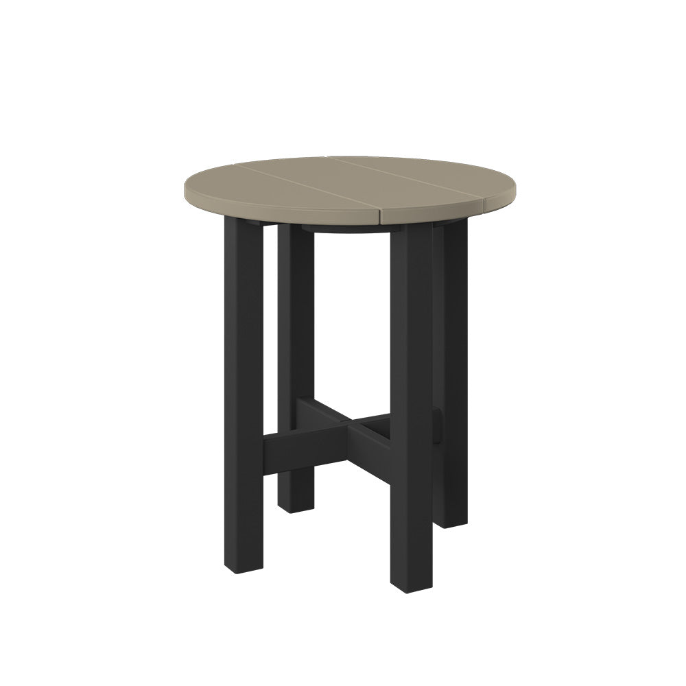 Polybird - Round End Table Weatherwood And Black - P53-WW-BK view 1