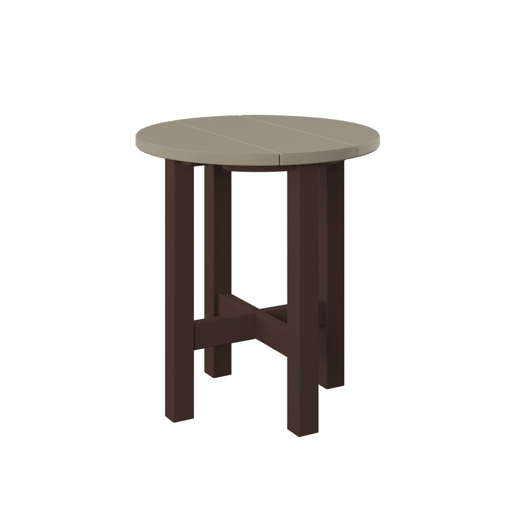 Polybird - Round End Table Weatherwood And Tudor Brown - P53-WW-TB view 1