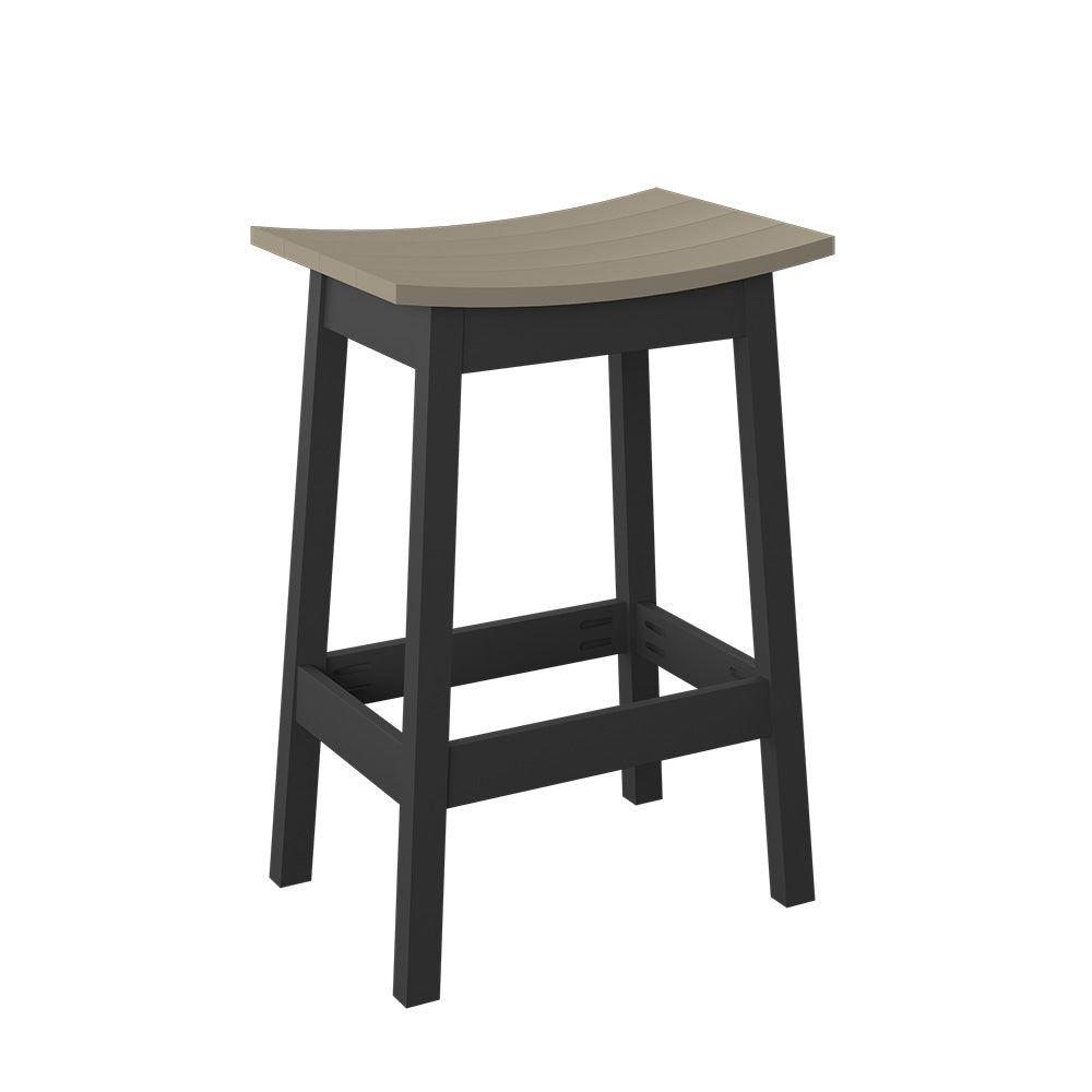 Polybird - Saddle Stool "Bar Height" Weatherwood And Black - P93-B-WW-BK view 1