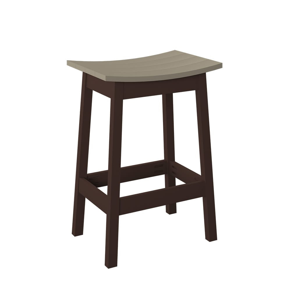 Polybird - Saddle Stool "Bar Height" Weatherwood And Tudor Brown - P93-B-WW-TB view 1