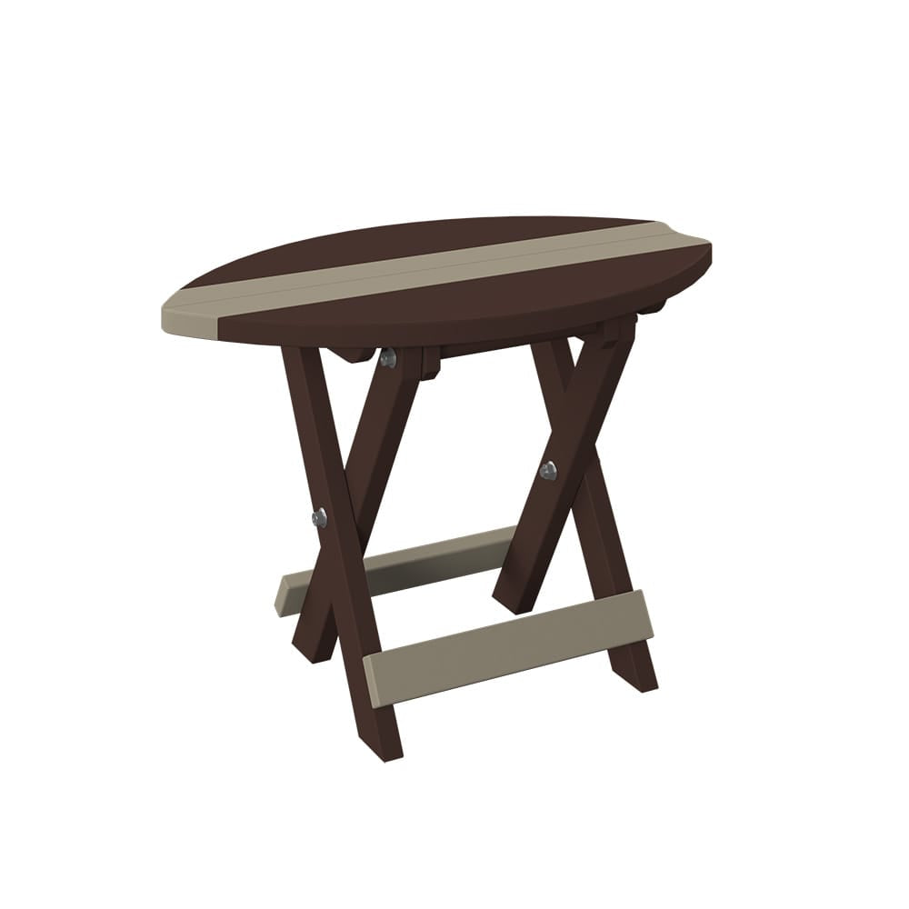Polybird - Surfboard Folding End Table Weatherwood And Tudor Brown - P89-WW-TB view 1