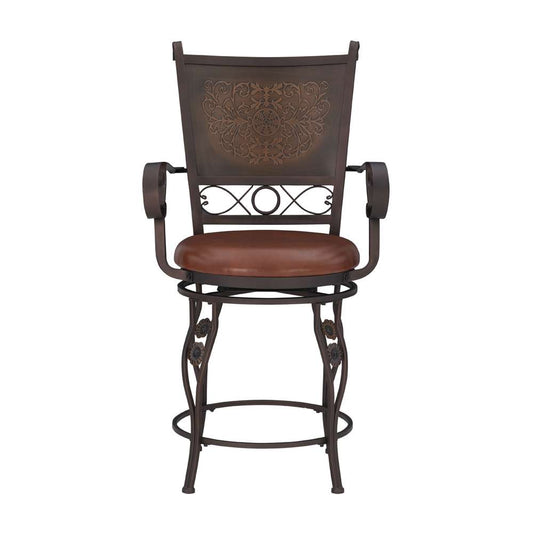 Powell Company - Beatrix Big & Tall Copper Stamped Back Counter Stool With Arms - 222-430 veiw 2