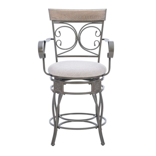 Powell Company - Beeson Big And Tall Counter Stool Arm Pewter - D1441B21CSPEWAR veiw 2