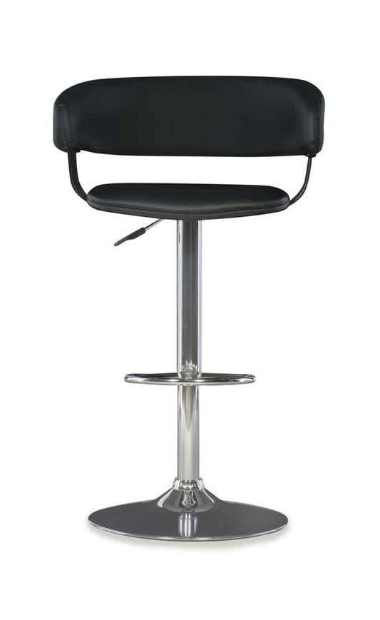 Powell Company - Black Faux Leather Barrel & Chrome Adjustable Height Bar Stool - 212-915 veiw 2