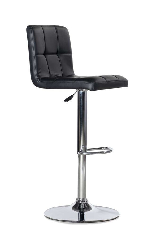 Powell Company - Black Quilted Faux Leather & Chrome Adjustable Height Bar Stool - 212-851 veiw 2