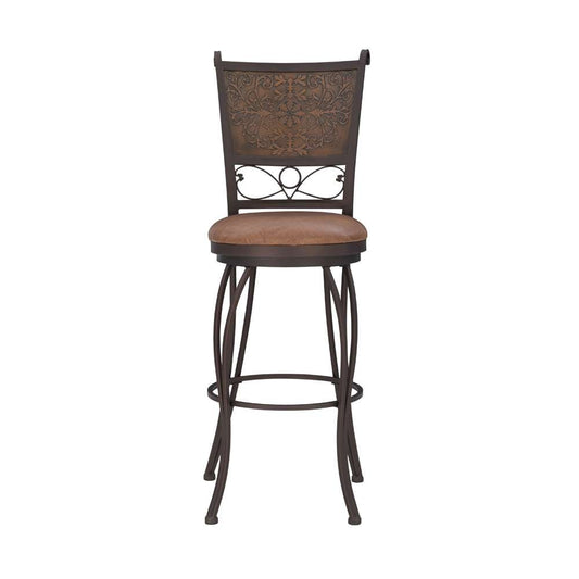 Powell Company - Bronze With Muted Copper Stamped Back Bar Stool, 30in Seat Height - 222-847 veiw 2