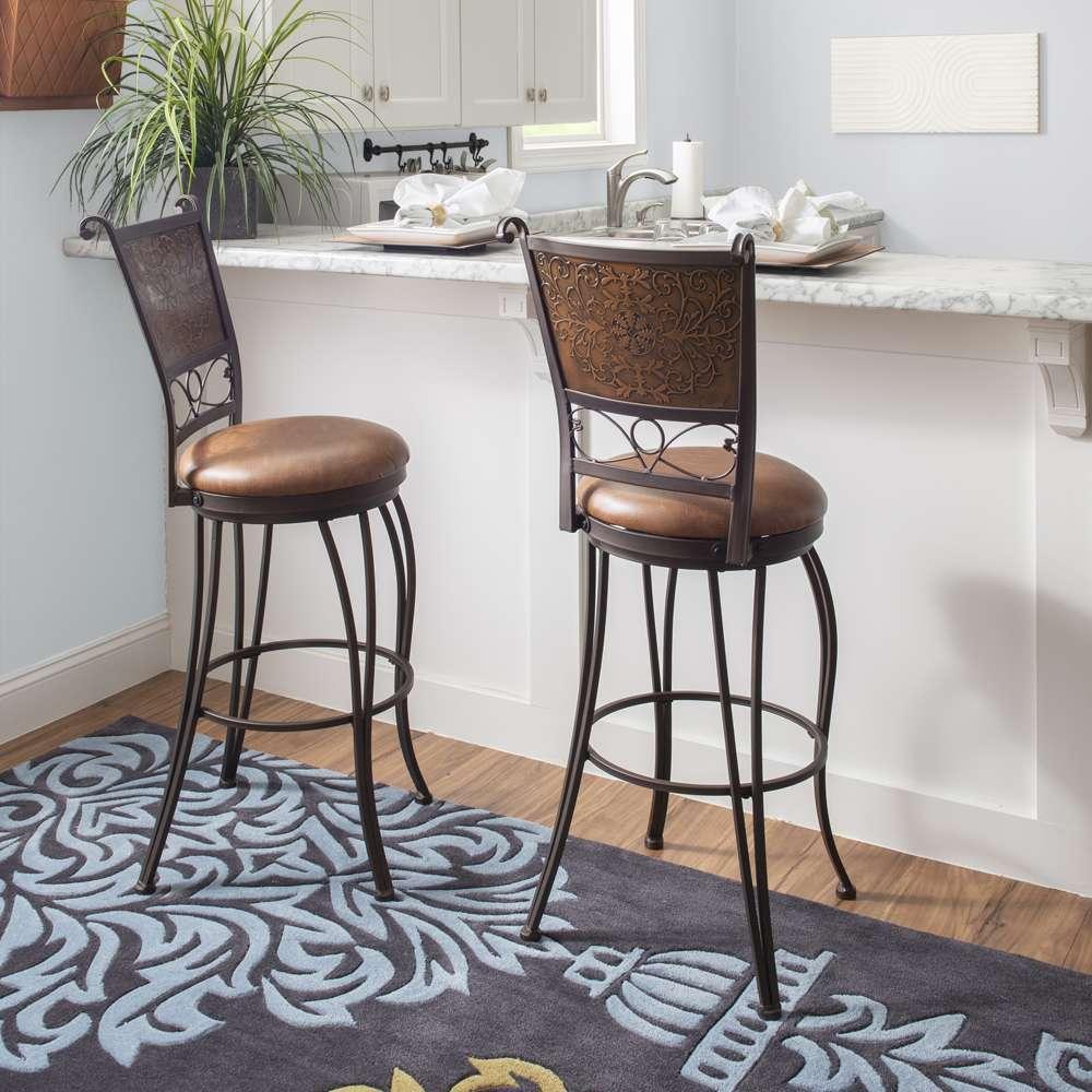 Powell Company - Bronze With Muted Copper Stamped Back Bar Stool, 30in Seat Height - 222-847 veiw 6