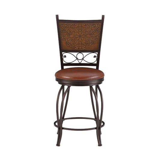 Powell Company - Bronze With Muted Copper Stamped Back Counter Stool - 222-918 veiw 2