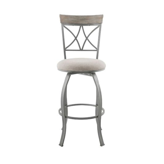 Powell Company - Hamilton Swivel Bar Stool, Pewter/Light Gray Cushion - D1481D21BSP veiw 2