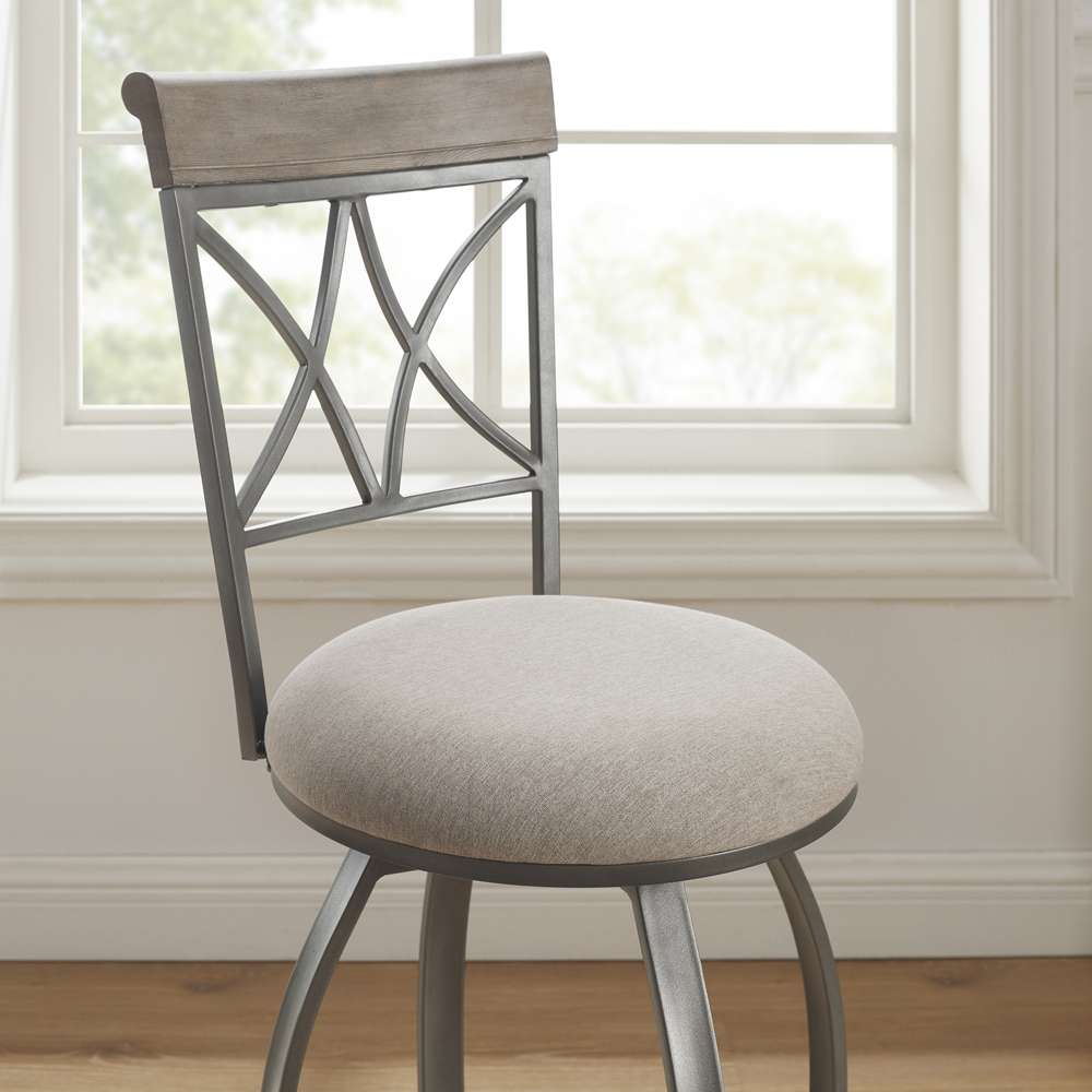 Powell Company - Hamilton Swivel Bar Stool, Pewter/Light Gray Cushion - D1481D21BSP veiw 12