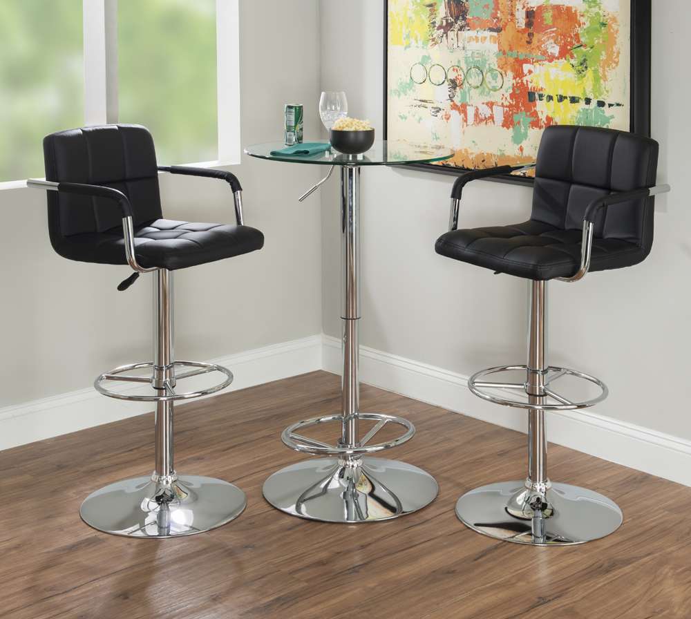 Powell Company - Jenna Quilted 3PC Pub Table Set Black - D1454B21PC3B veiw 4