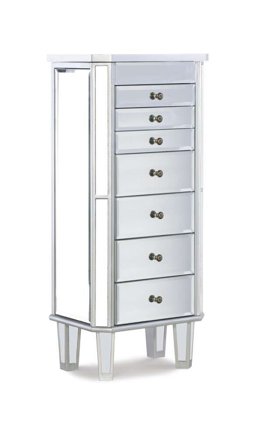 Powell Company - Mirrored Jewelry Armoire With Silver Wood - 233-314 veiw 2