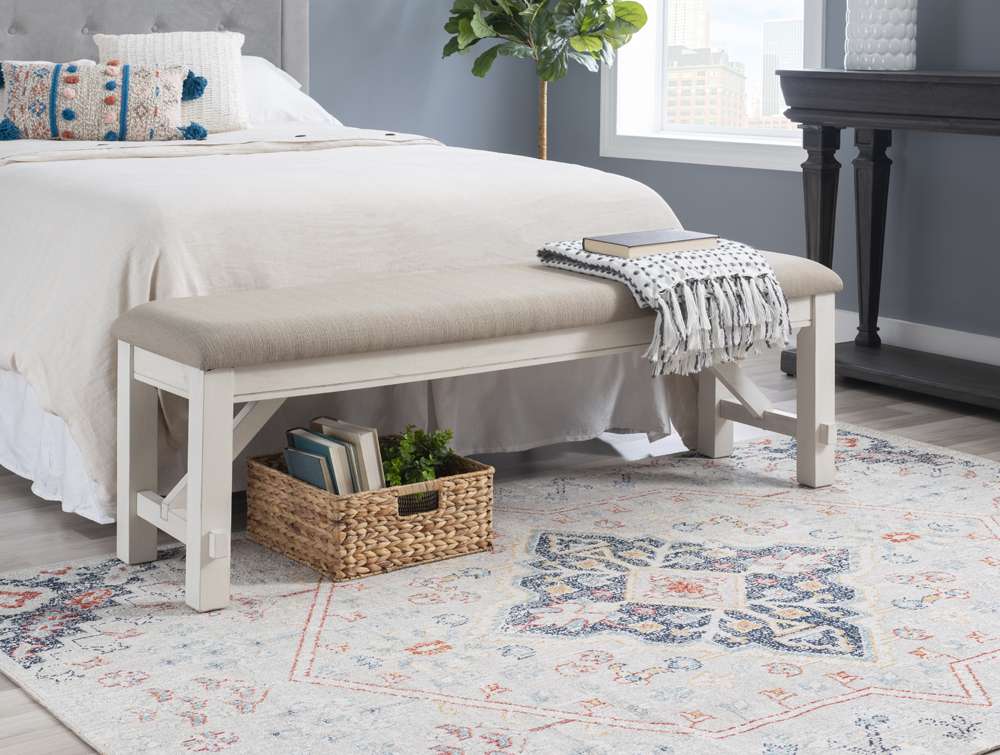 Powell Company - Turino Smokey White Bench - D1249D19WW veiw 6