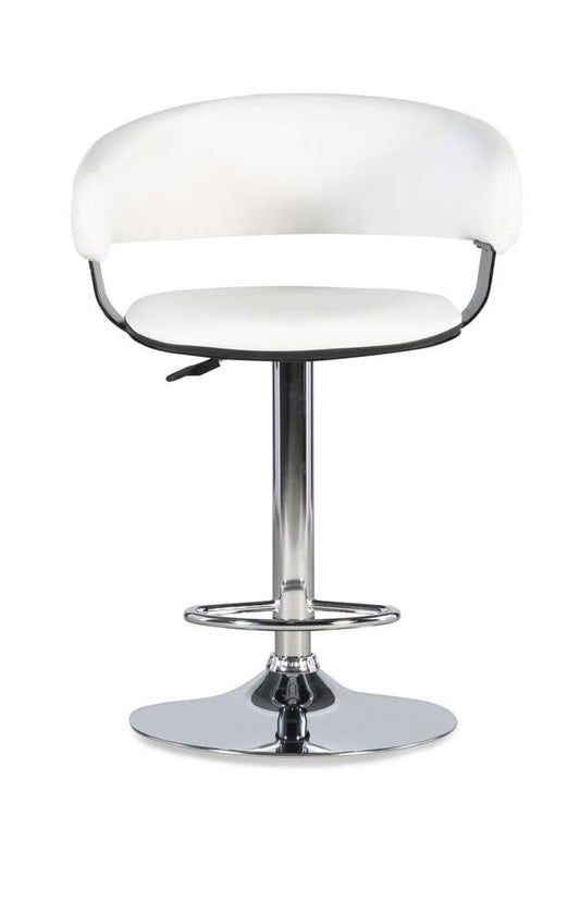 Powell Company - White Faux Leather Barrel & Chrome Adjustable Height Bar Stool - 211-915 veiw 2