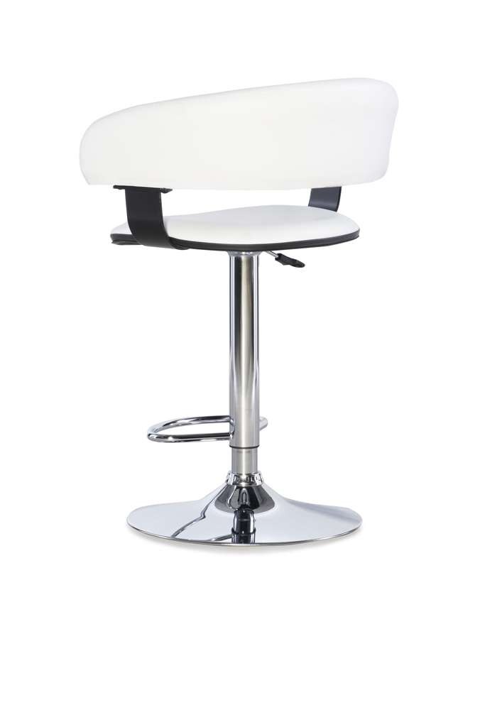 Powell Company - White Faux Leather Barrel & Chrome Adjustable Height Bar Stool - 211-915 veiw 6
