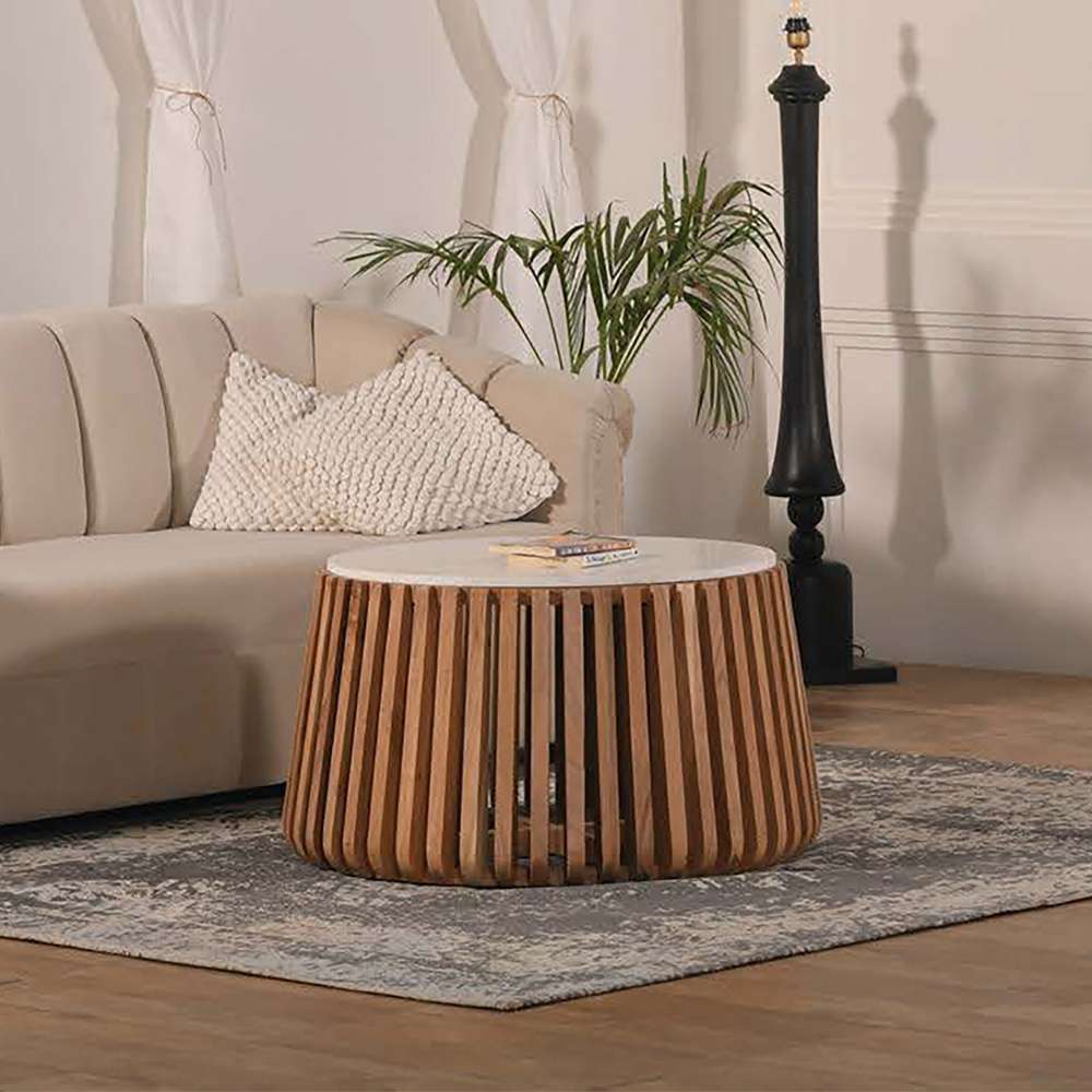 Primo International - Brixton White Marble Wood Coffee Table - 57712 veiw 2