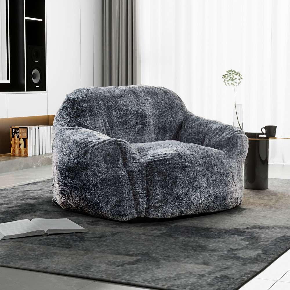 Primo International - Sealy® Tore Faux Fur Blue Memory Foam Bean Bag - 60446 veiw 6