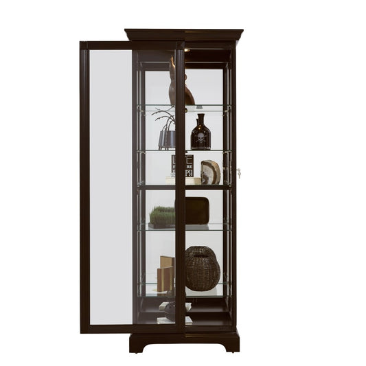 Pulaski - Locking Slide Door 5 Shelf Curio Cabinet in Deep Cherry Brown - 21459 veiw 2