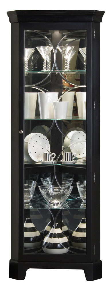 Pulaski - Curios Oxford Black Lighted 4 Shelf Corner Curio Cabinet - 21220 view 2