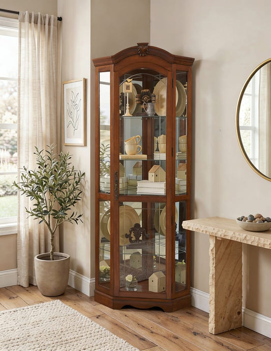 Pulaski Medallion Cherry Corner Curio 20671 View 2
