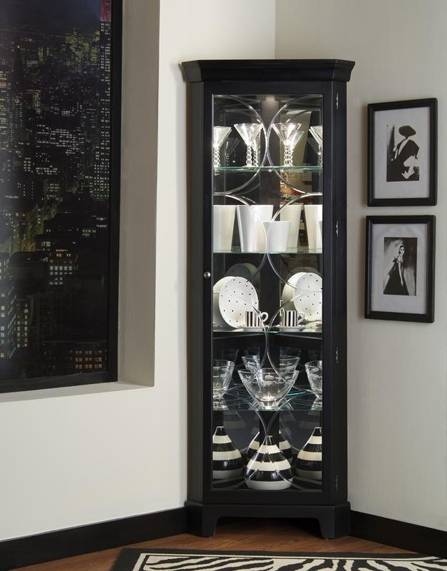 Pulaski - Oxford Black Corner Curio - 21220 veiw 1